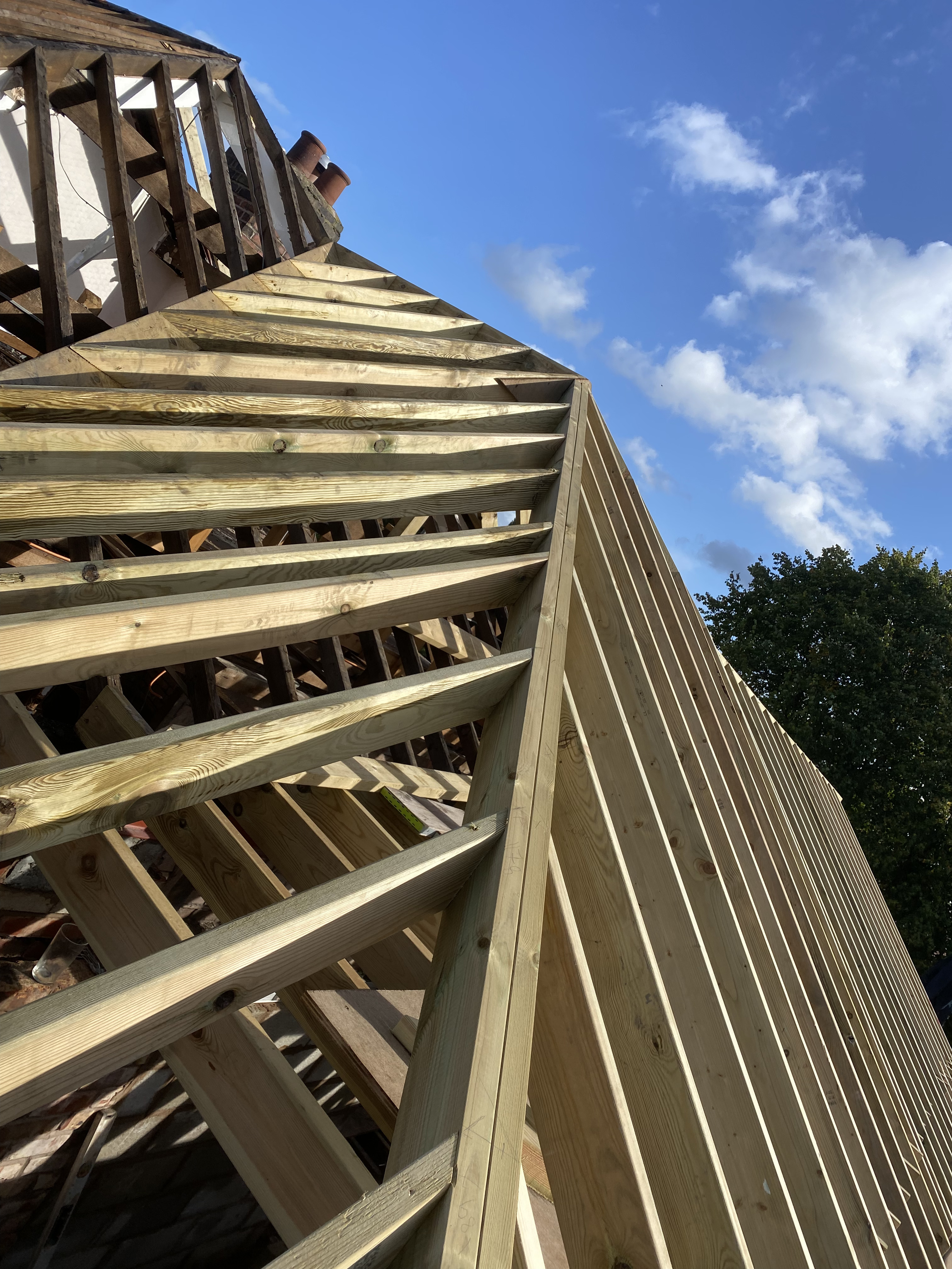 Traditional pitched hand-cut roof carpentry